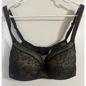 Cacique 40DD Lightly Lined Black & Tan Lace Bra Lane‎ Bryant Sexy Bra